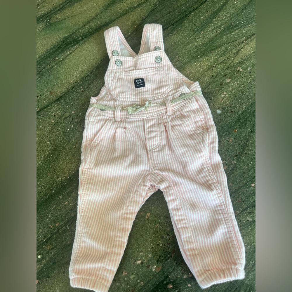 Pink Striped Baby Overalls with Adjustable Straps - Baby B’Gosh